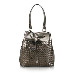 NEW Milaner The City Sylvia Woven Bucket - Leather - Bronze